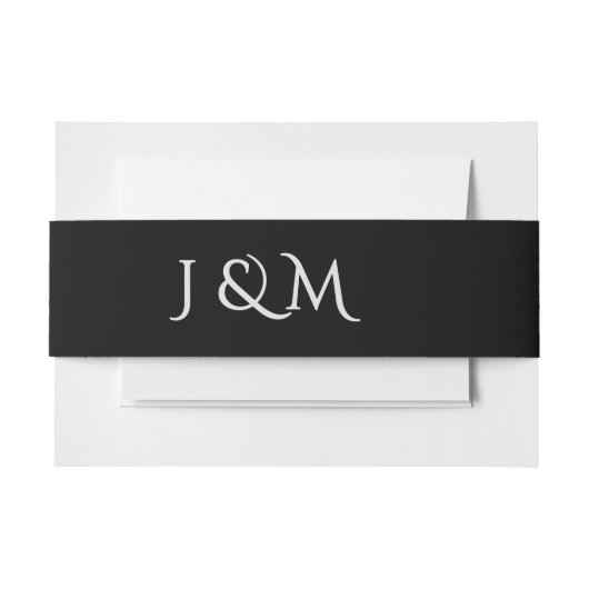 Bandeau De Faire-part Monogramme noir et blanc Mariage minimal et chic (Devant Example)