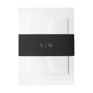 Bandeau De Faire-part Monogramme noir et or simple Mariage élégant