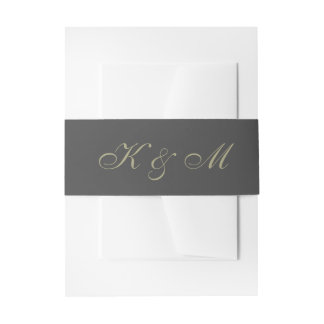 Bandeau De Faire-part Monogramme or et noir