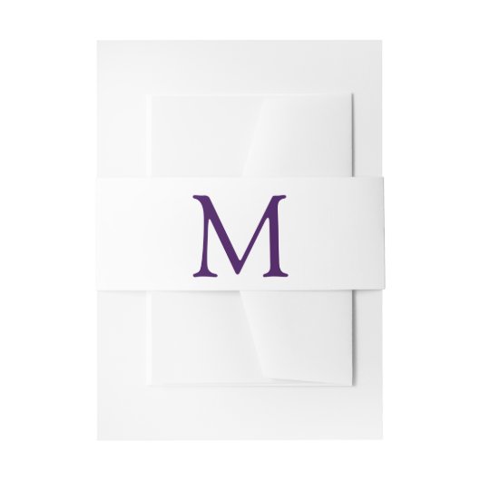 Bandeau De Faire-part Monogramme pourpre et blanc simple (Devant example)