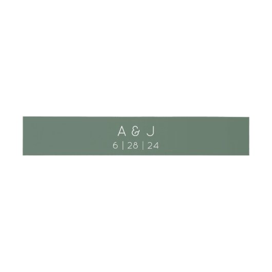 Bandeau De Faire-part Monogramme Rétro Mariage vert olive (Plat)