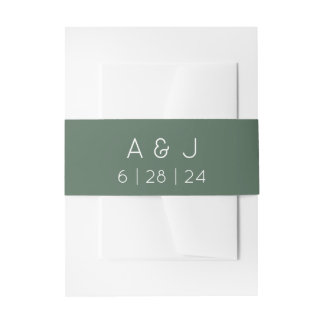 Bandeau De Faire-part Monogramme Rétro Mariage vert olive