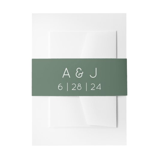 Bandeau De Faire-part Monogramme Rétro Mariage vert olive (Devant example)