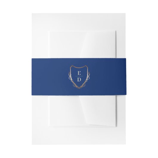 Bandeau De Faire-part Monogramme Royal Blue Golden Elegant (Devant example)