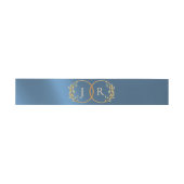 Bandeau De Faire-part Monogramme & Ruban - Bleu (Plat)