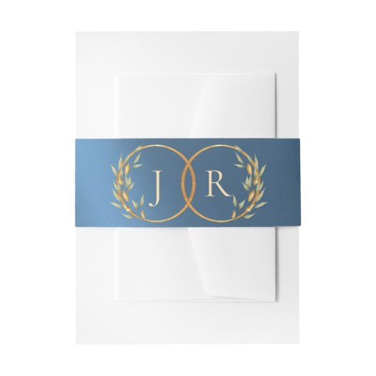 Bandeau De Faire-part Monogramme & Ruban - Bleu (Devant example)