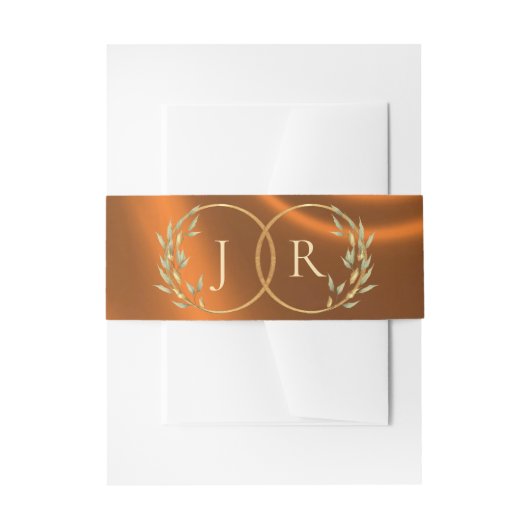 Bandeau De Faire-part Monogramme & Ruban - Cuivre (Devant example)