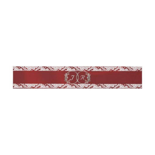 Bandeau De Faire-part Monogramme, ruban et dentelle - Rouge (Plat)