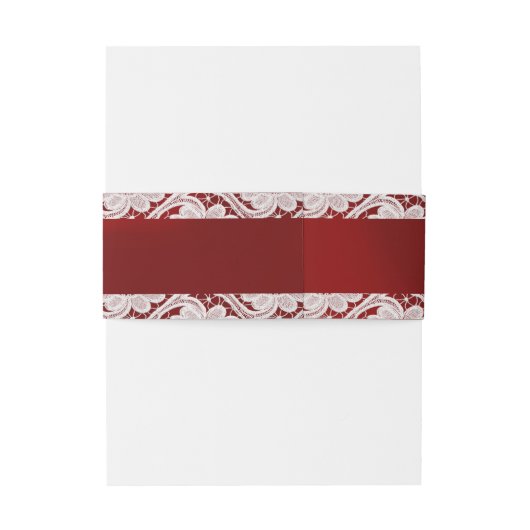 Bandeau De Faire-part Monogramme, ruban et dentelle - Rouge (Dos Example)