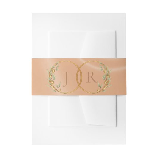Bandeau De Faire-part Monogramme & Ruban - Pêche (Devant example)
