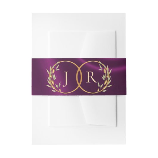 Bandeau De Faire-part Monogramme & Ruban - Prune (Devant example)