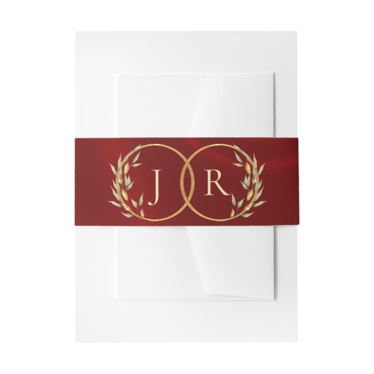Bandeau De Faire-part Monogramme & Ruban - Rouge (Devant example)