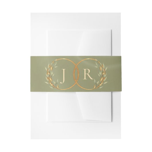 Bandeau De Faire-part Monogramme & Ruban - Sauge (Devant example)