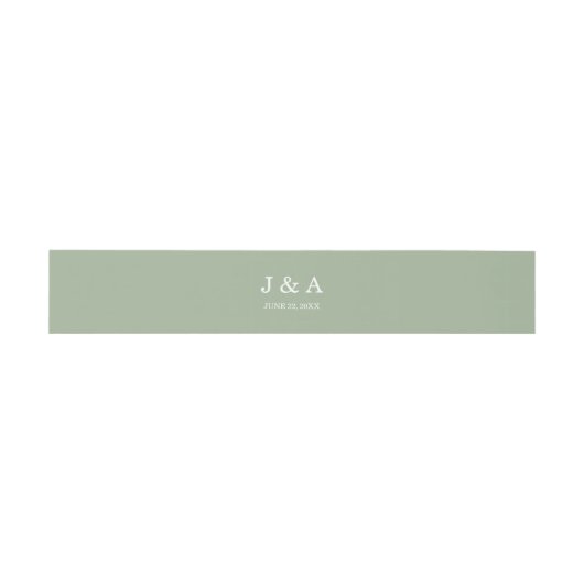 Bandeau De Faire-part Monogramme rustique vert solide Mariage personnali (Plat)