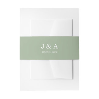 Bandeau De Faire-part Monogramme rustique vert solide Mariage personnali