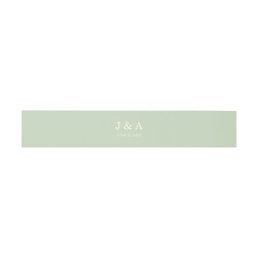 Bandeau De Faire-part Monogramme rustique vert solide Mariage personnali (Plat)