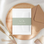 Bandeau De Faire-part Monogramme simple de mariage vert élégant