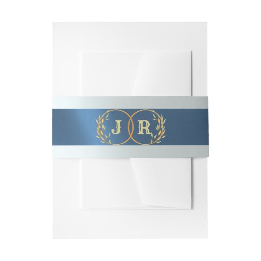 Bandeau De Faire-part Monogramme sur ruban - Bleu (Devant example)