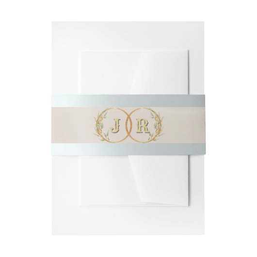 Bandeau De Faire-part Monogramme sur ruban - Crème (Devant example)