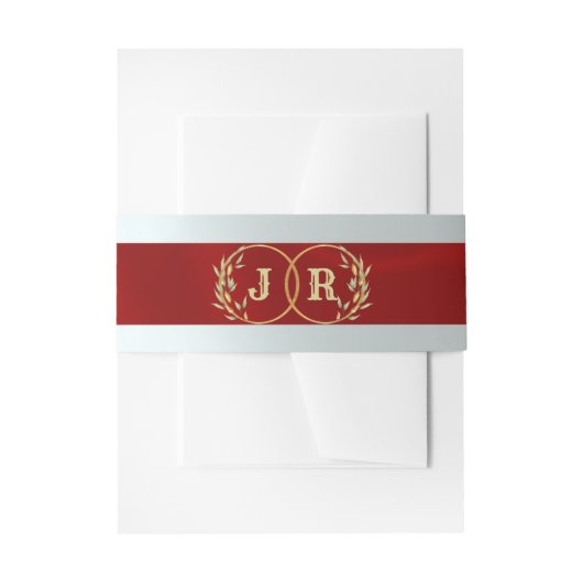 Bandeau De Faire-part Monogramme sur ruban - Rouge (Devant example)