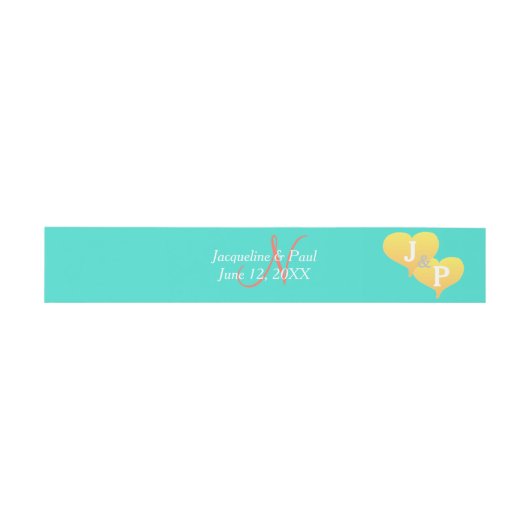 Bandeau De Faire-part Monogramme turquoise (Plat)