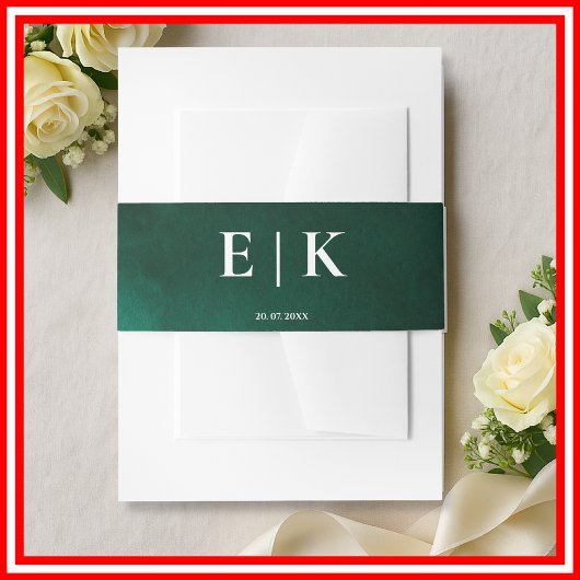 Bandeau De Faire-part Monogramme Vert Émeraude