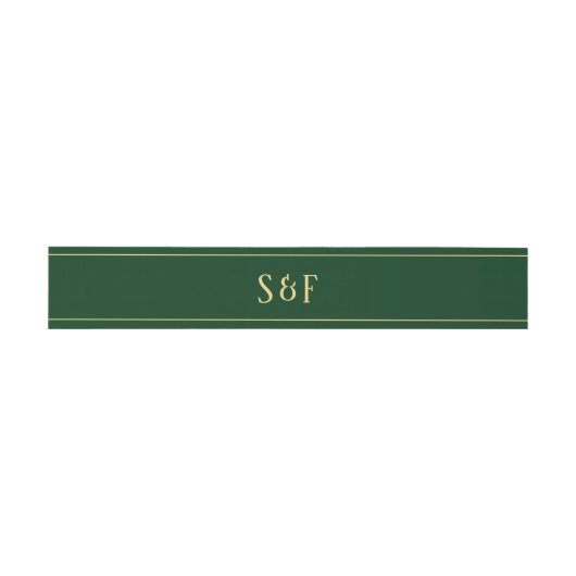 Bandeau De Faire-part Monogramme vert et or (Plat)