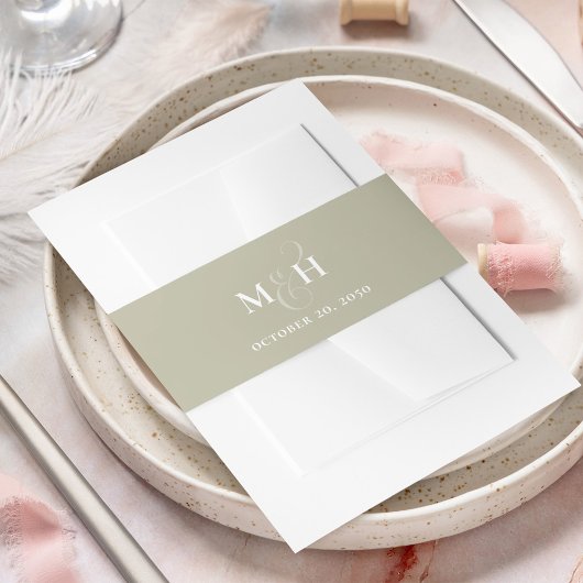 Bandeau De Faire-part Monogramme vert mariage classique simple taille