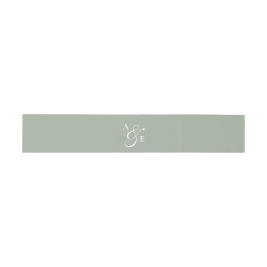 Bandeau De Faire-part Monogramme vert Sage Ampersand de script (Plat)