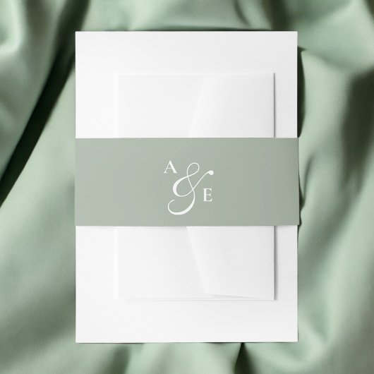 Bandeau De Faire-part Monogramme vert Sage Ampersand de script