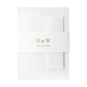 Bandeau De Faire-part Monogrammes couleur or simple et Mariage date