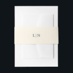 Bandeau De Faire-part | monogrammes floral vintage de marine et de crème<br><div class="desc">Ces le ventre élégant de mariage réunit la caractéristique un texte moderne jaune crémeux d'arrière - plan et de bleu marine pour un regard étonnant intemporel.</div>
