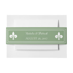 Bandeau De Faire-part Moss Green Fleur de Lis Mariage