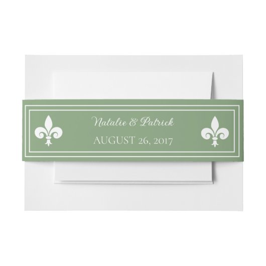 Bandeau De Faire-part Moss Green Fleur de Lis Mariage (Devant Example)