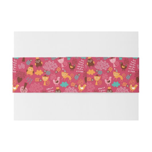 Bandeau De Faire-part Motif avec les oiseaux et les chats mignons (Dos exemple)