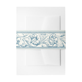 Bandeau De Faire-part Motif baroque bleu élégant