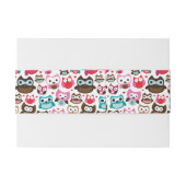 Bandeau De Faire-part motif coloré de hibou (Dos exemple)