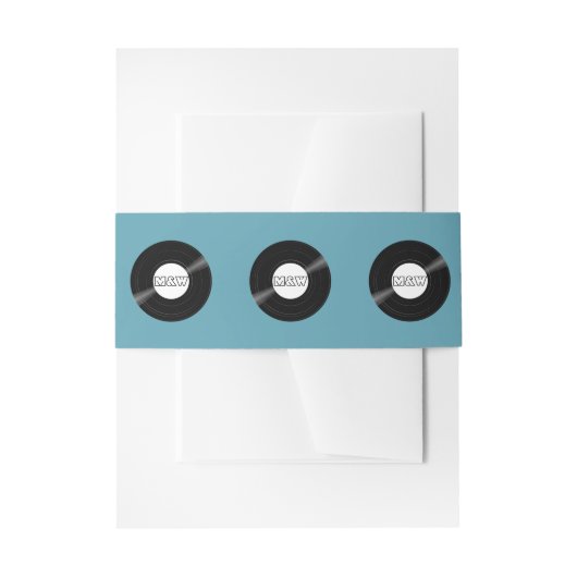 Bandeau De Faire-part Motif de disques vinyle avec couleur modifiable Mo (Devant example)