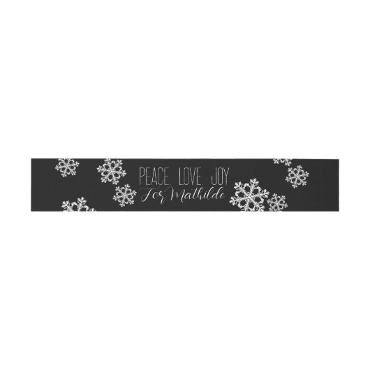 Bandeau De Faire-part Motif de Noël Monochrome Snowflake avec script (Plat)