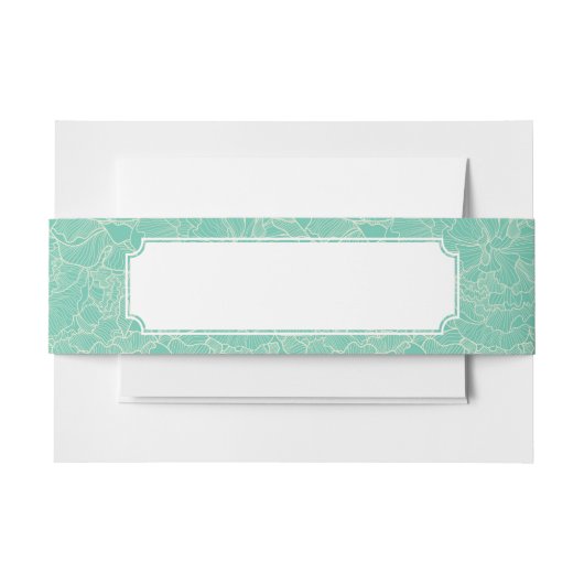 Bandeau De Faire-part Motif de pivoine de turquoise (Devant Example)