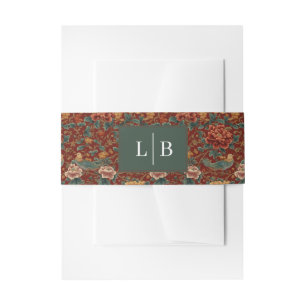 Bandeau De Faire-part Motif d'oiseau floral rouge opulent