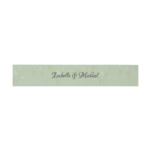 Bandeau De Faire-part Motif feuille verte Sage avec noms (Plat)