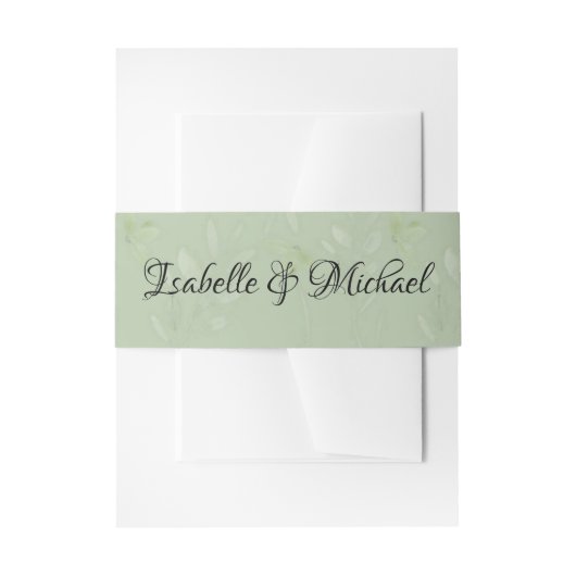 Bandeau De Faire-part Motif feuille verte Sage avec noms (Devant example)