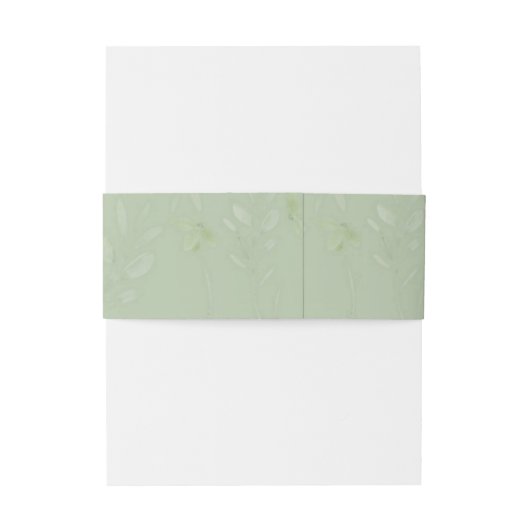 Bandeau De Faire-part Motif feuille verte Sage avec noms (Dos Example)