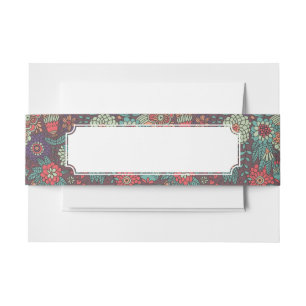 Bandeau De Faire-part Motif floral coloré dans le style de bande