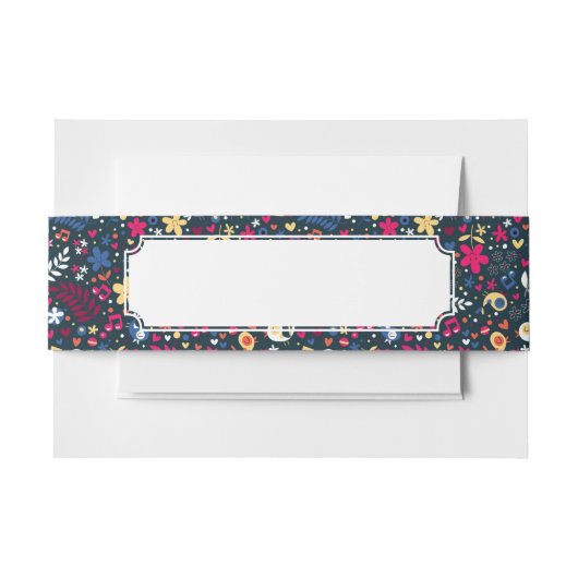 Bandeau De Faire-part motif mignon d'oiseaux et de fleurs (Devant Example)