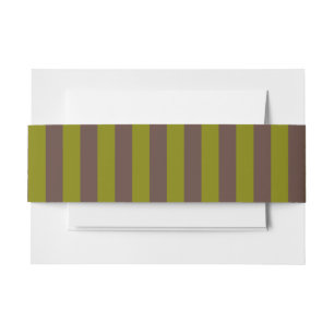 Bandeau De Faire-part Motif rayé en chocolat brun et vert olive