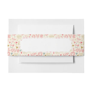 Bandeau De Faire-part Motif romantique avec des coeurs et des lèvres