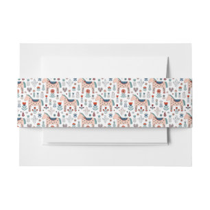 Bandeau De Faire-part Motif scandinave d'art populaire de cheval