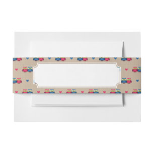 Bandeau De Faire-part Motif vérifié avec des hiboux d'amour